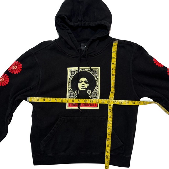 Obey Black Graphic Print Fleece Angela Davis Power Equality Hoodie Size Small - Picture 8 of 11
